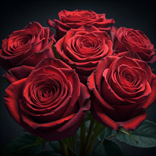 Dark dramatic roses with deep red petals and velvety texture